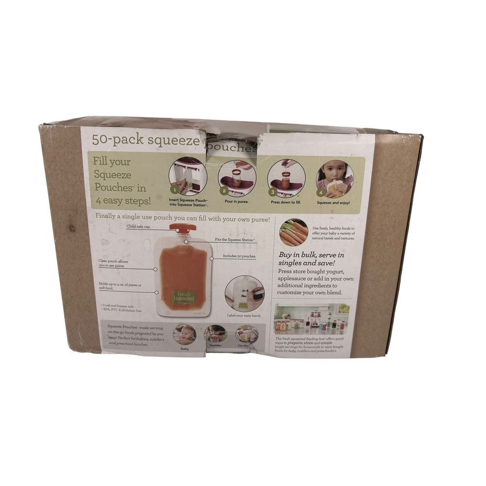 Infantino Squeeze Pouches Baby 50ct Clear New Damaged Box 4oz BPA Free Puree